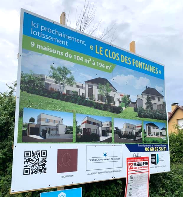 Panneau de chantier du lotissement Clos des Fontaines